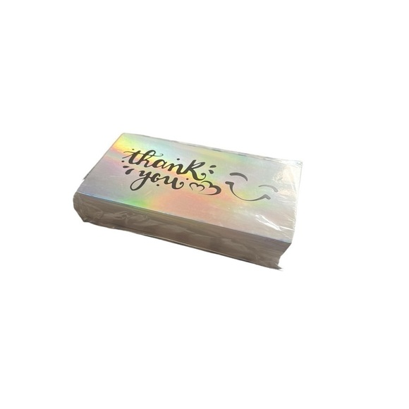 50pcs/pack Thank You cards for business holographic mini rainbow 3.5 x 2 in New - Picture 7 of 9
